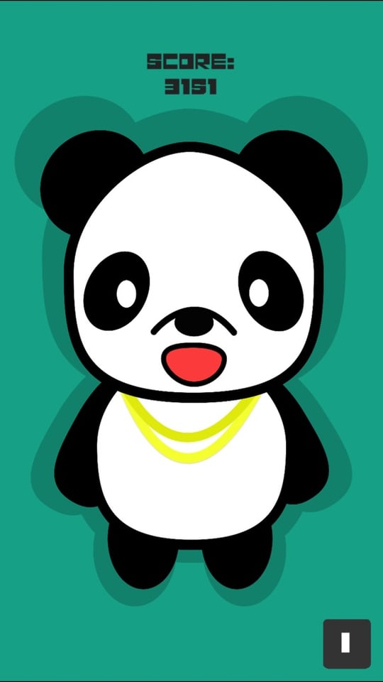 Panda Clicker screen with a large panda character and score